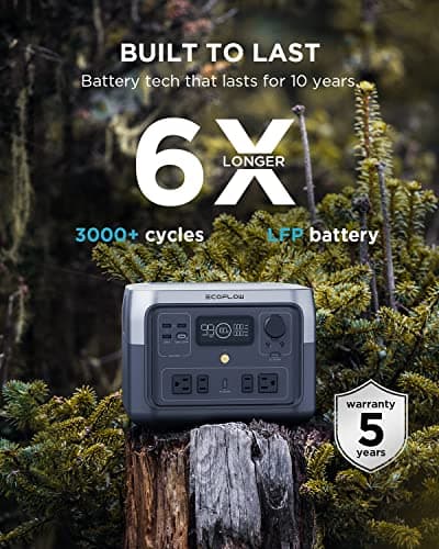 EF ECOFLOW Portable Power Station RIVER 2 Max, 512Wh LiFePO4 Battery/ 1 Hour Fast Charging, Up To 1000W Output Solar Generator (Solar Panel Optional) for Outdoor Camping/RVs/Home Use Black 6