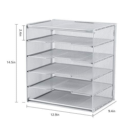 Samstar Paper Letter Tray, Metal Desk File Organizer with 5 Tier Shelf and Sorter,Silver 6