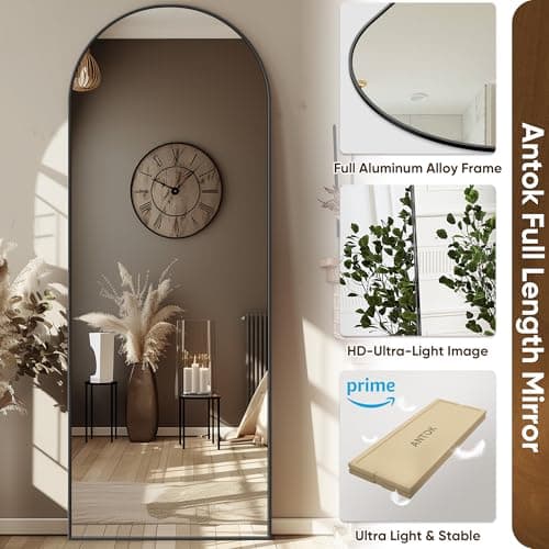 Antok Arched Full Length Mirror, 58"x19" Black Metal Frame Floor Mirror for Bedroom Living Room, Freestanding/Wall Mount/Leaning 5