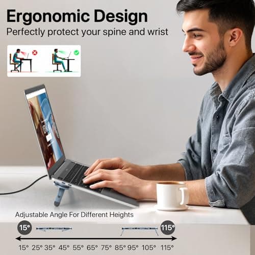 USB C Laptop Docking Station Stand, USB C Hub 7 in 1 Multiport Adapter with 4K HDMI, Gigabit Ethernet, USB A 3.0, PD 100W Charge, Universal Docking Stations for MacBook Pro/Air/Dell/HP/Surface/Lenovo 8