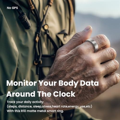 EOGBM Smart Health Ring Sleep Health Tracker for Women Men with Heart Rate, Blood Oxygen, Sleep Monitor, Steps,Calories, 5ATM Waterproof for iPhone/Android, No Subscription Fee(Black, 11#) 5