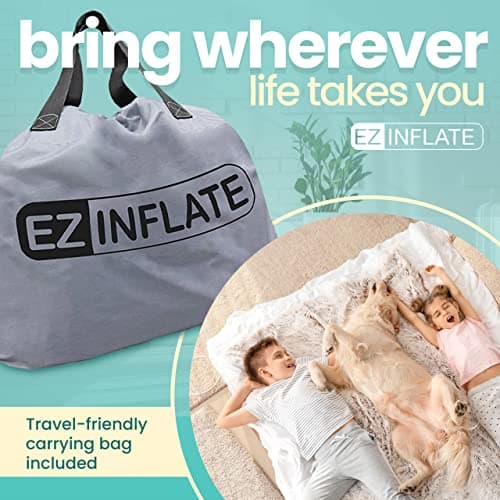 EZ INFLATE Air Mattress with Built in Pump - King Size Double-High Inflatable Mattress with Flocked Top - Easy Inflate, Waterproof, Portable Blow Up Bed for Camping & Travel 7