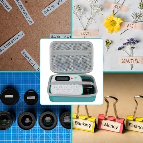 Aenllosi Hard Case Compatible with D210S Label Maker Machine, Extra Space for Charger,Mesh Pockect for 4 Roll Label Tapes(Case Only,Green) 7
