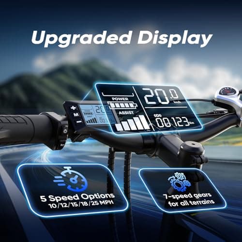 HopCycle Electric Bike for Adults - 750W Motor Ebike Max 60 Miles Electric Bikes, 25MPH, 26" Electric Mountain Bike, 7-Speed & Front Suspension Black 5