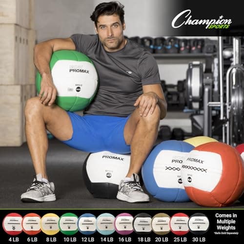 Champion Sports RPX4 Rhino Promax Slam Balls, 4 lb, Soft Shell with Non-Slip Grip, Medicine Wall Exercise Ball for Weightlifting, Plyometrics, Cross Training, & Home Gym Fitness 8