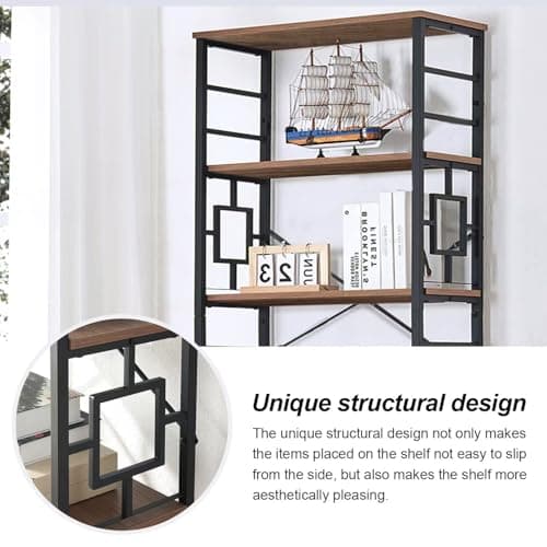 HOMISSUE Tall Bookshelf, 84 Inch Industrial Bookshelf with Metal Frame and Open Shelves, 7 Tier Metal Bookshelves and Bookcases, Rustic Tall Book Shelf for Office, Living Room and Bedroom, Brown 5