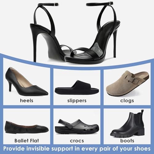 Dr. Archrevive Arch Support Inserts Women, Customizable 3-Height System for Plantar Fasciitis, Non-Slip Invisible Bio-Gel, Butterfly Contour for Heels, Flats & Sandals (2 Pairs, Medium Arch) 5