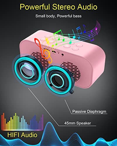AFK Alarm Clock with Bluetooth Speaker for Bedroom,Small Digital Clock with Dual Alarms,Snooze,Mirror LED Display for Girls,Adults. 5