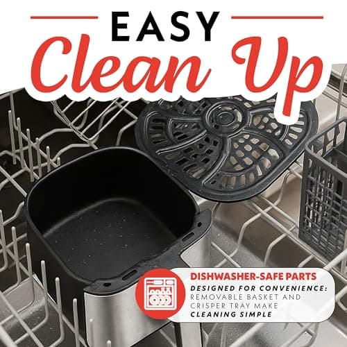 Gourmia Air Fryer - 7 Qt Large Capacity, FryForce360º, Digital Display with 10 Presets, Roast, Bake, Broil, Dehydrate, Dishwasher Safe Accessories, Black 7