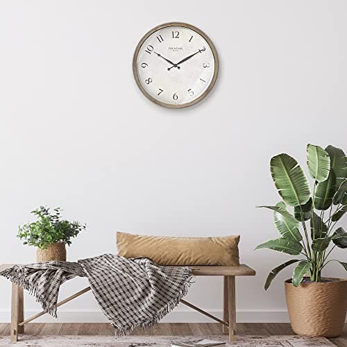 FOUNTAIN DESIGNS Modern Farmhouse Clock, No Ticking Silent Clock, Modern and Vintage (Light Gray Oak, 12 inch) 6
