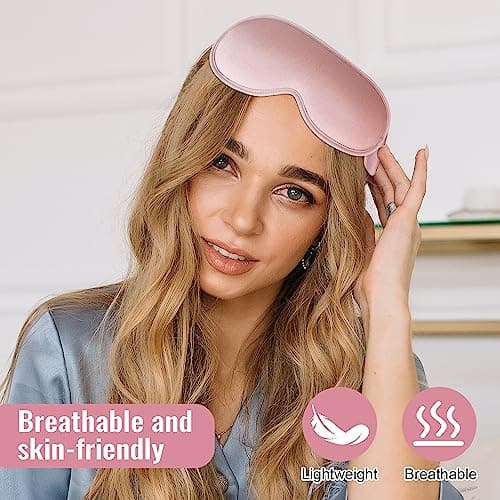 Sleep Mask,Upgraded 3D Deep Contoured Eye Mask for Sleeping,No Pressure Eye Covers 99% Block Out Light Eye Mask with Adjustable Elastic Strap for Sleeping, Yoga, Traveling (1pc,Pink) 7