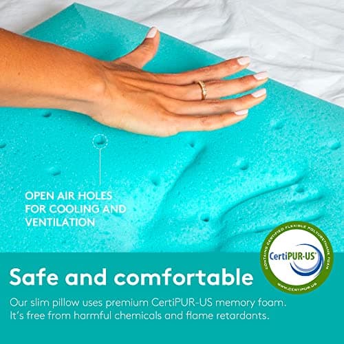 BLISSBURY Stomach Sleeping Pillow – Ultra Thin 2.6" Memory Foam for Neck and Cervical Support | Flat Pillow for Belly Sleeper | Low Loft Design for Comfort and Better Sleep 8