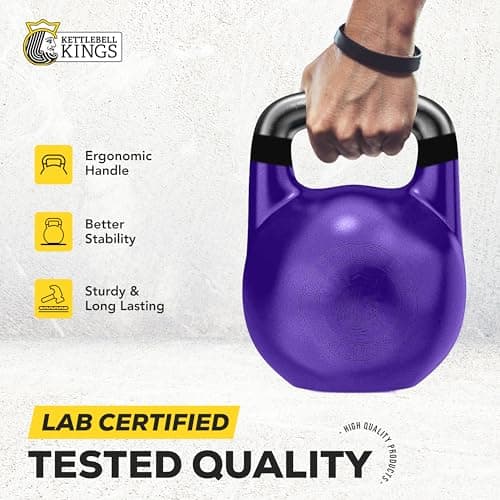 Kettlebell Kings Competition Kettlebells Weight - 33mm handle - 22 KG - Hand weights Workout Gym Equipment and Strength training sets for Women and Men - Weights set for Home Gym - 4-32KG 5