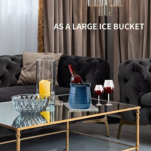 HASENSE Large Utensil Holder Crock for Kitchen Counter, 7.1" Ceramic Cooking Utensil Organizer for Countertop, Farmhouse Vintage Utensil Caddy for Spatula Spoon, Rustic Home Table Decor, Blue 7