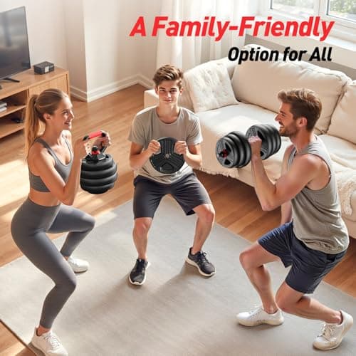 Adjustable dumbbell set, 70lbs Free Weights set with upgraded nut, 5 in 1 Weight Set Used as Kettlebells, Barbell, Push up Stand, Fitness Exercise for Home Gym Suitable Men/Women 7