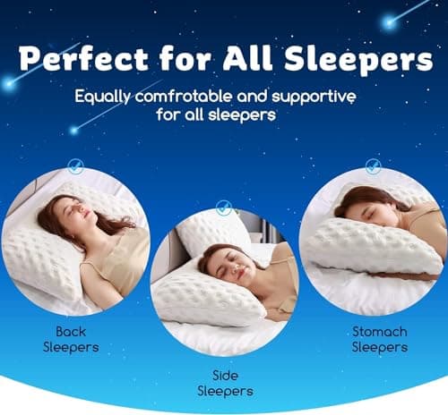 KUCEY Cooling Side Sleeper Pillow for Neck and Shoulder Pain, Luxury Shredded Memory Foam Curved Bed Pillows for Sleeping Set of 1- Adjustable Queen Size- Washable Cover Crescent White 5