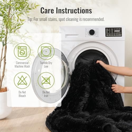 Uttermara Shaggy Faux Fur Weighted Blanket Queen Size, 15 lbs Long Fur Sherpa Soft Fluffy Bed Blanket for Adults, Ultra Cozy Warm Sherpa Throw Full/Queen Size Sofa Bed Blanket, 60 x 80 inches, Black 7