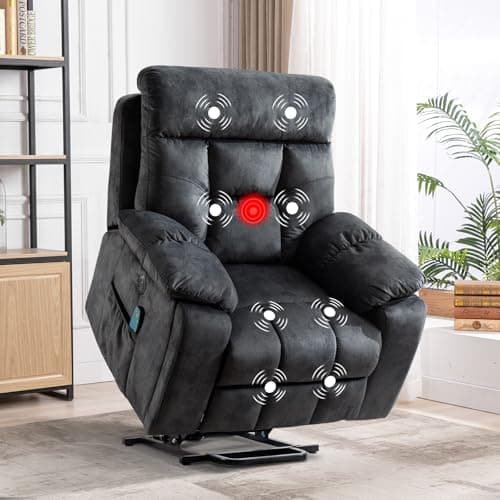 CANMOV Large Power Lift Recliner Chair with Massage and Heat for Elderly Big and Tall People, Overstuffed Wide Recliners with 2 Cup Holders, Side Pocket and USB Port, Grey 8