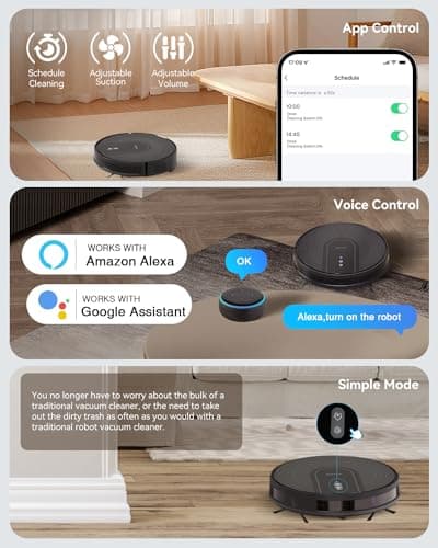 Enboya Robot Vacuum Cleaner with Self-Emptying Base – 9000Pa Suction, 85 Days of Dust Storage, Wi-Fi/App/Alexa Control – Ideal for Pet Hair, Hard Floors, and Low Carpets 8