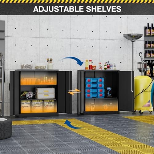 Fesbos Metal Storage Cabinet-36” Tall Steel File Cabinets with Lockable Doors and Adjustable Shelves-Black Steel Storage Cabinet for Home, School, Office, Garage 5