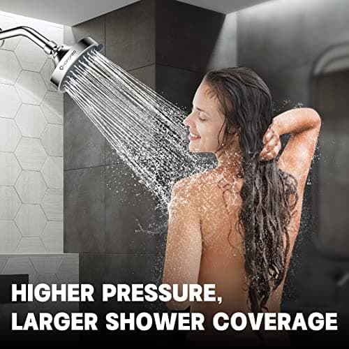 HOPOPRO 5-Mode High Pressure Shower Head - The Washington Post, NBC News, Today TV Show Recommended - High Flow Fixed Showerheads (4 Inch Chrome) 5