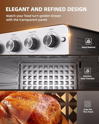 Air Fryer Toaster Oven Combo, 22QT Air Fryer Oven, 5-In-1 Toaster Oven Air Fryer Combo With Warm, Broil, Toast, Bake, Air Fry, Toaster Convection Oven Oil-Free, Stainless Steel Air Fryer 7