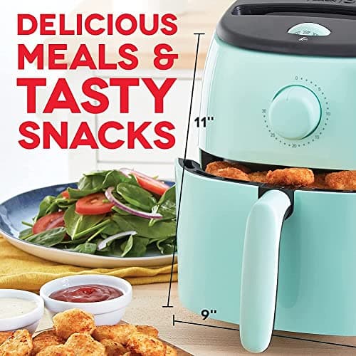 Dash Tasti-Crisp™ Air Fryer - AirCrisp® Technology - Compact Design with Adjustable Temperature Control - Nonstick Fry Basket & Auto Shut-Off Feature - 2.6 Quarts - Aqua 6