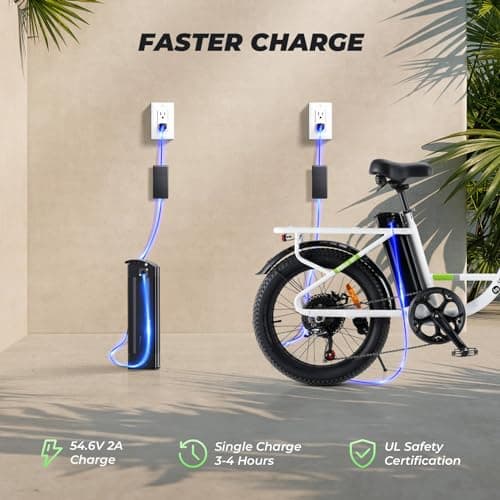 isinwheel U7 E Bike for Adults Electric Bike with Dual Cargo Rack, 48V 1000W Peak Ebikes for Adults, 7 Speed Gear, 20mph Step Thru Cruiser Electric Bicycles, 20" × 3“ Fat Tire Ebike 5