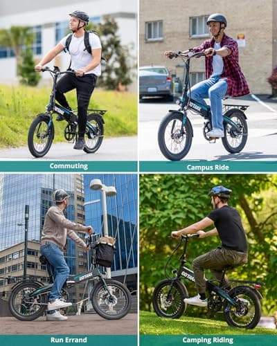 Gotrax R1 20" Folding Electric Bike with 40 Miles Range by 48V Battery, 20Mph Power by 350W, Weighs Only 45lbs, LCD Display & 5 Pedal-Assist Levels, Suitable for Leisure Riding&Commuting Black 6