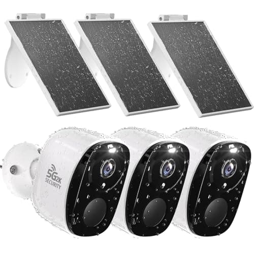 Rraycom 3pc Solar Security Cameras Wireless Outdoor, 2K Battery Powered Cameras with Solar Panels, 2.4/5G WiFi Camera for Home Security, Color Night Vision, AI Detection, 2 Way Talk, IP65, SD/Cloud