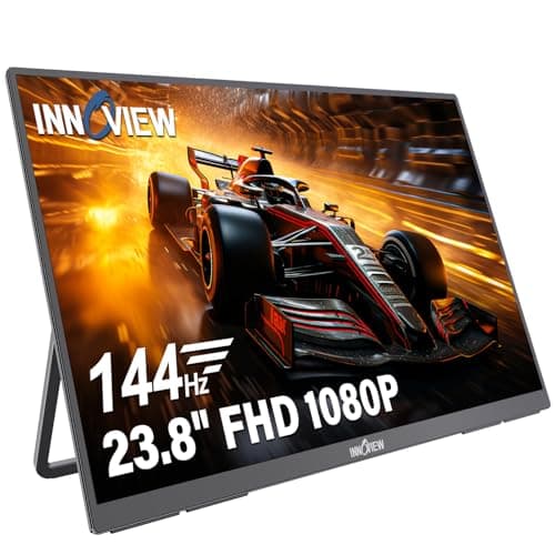 InnoView Large Portable Monitor 23.8inch FHD 1080P 144Hz USB-C, HDMI Computer Display HDR 100% sRGB IPS Gaming Monitor W/180°Adjustable DC Eyes Care Stand for Laptop PC MAC Phone PS4 Xbox Switch