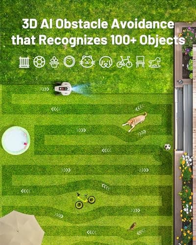 YUKA 1500 Robot Lawn Mower with Sweeper(2024 Version), 3D Vision Positioning & RTK Fusion Mapping System for 0.37 Acres Lawn 45% Slope, Cut Height 1.2"-4.0", Perimeter Wire Free, APP Control 8