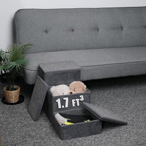 EASIFY Grey Pet Stairs for Small & Medium Dogs - Velour 3-Step for Bed & Couch 8