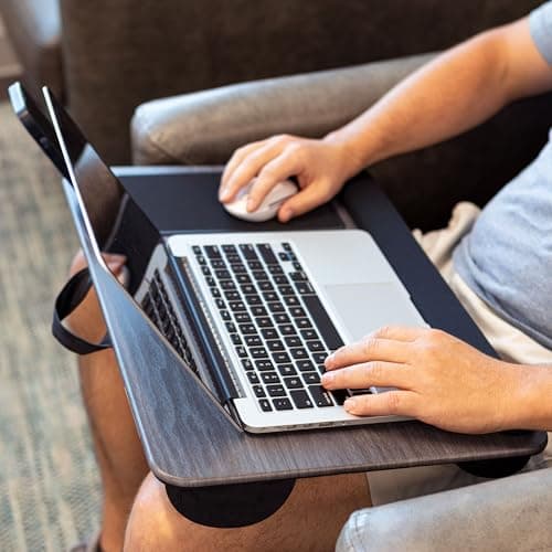 LAPGEAR Home Office Pro Lap Desk with Wrist Rest, Mouse Pad, and Phone Holder - Gray Woodgrain - Fits up to 15.6 Inch Laptops - Style No. 91595 6