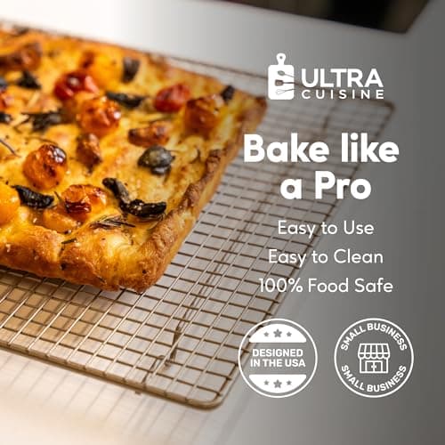 Ultra Cuisine Heavy Duty Cooling Rack for Cooking and Baking - Professional Grade Premium100% Stainless Steel Baking Rack & Wire Cooling Mesh for Roasting & Grilling - Dishwasher Safe - 11.5" x 16.5" 5