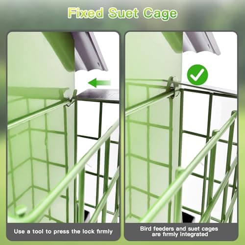 FlowaFoli Bird Feeders for Outdoors Hanging, Metal Bird Feeder with Double Suet Cage Cake, Large Capacity, Birdfeeders Sturdy & Weatherproof, Easy to Clean & Refill, Great for Attracting Wild Birds 6