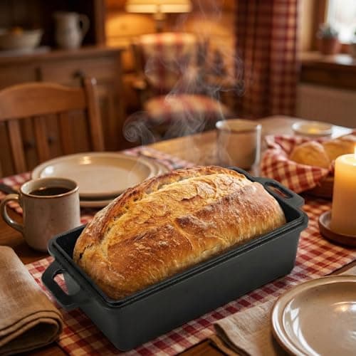 Northriver Casting 9×5 Inch Cast Iron Loaf Pan with Lid | Bread Baking Pan | Even Heat Distribution for Homemade Bread, Cake, and Meatloaf | 2 Piece Set 5