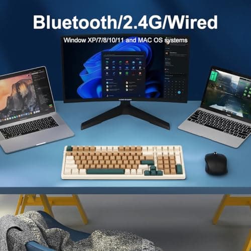 Merdia Wireless Mechanical Keyboard, Triple Mode 2.4G/USB-C/BT Gaming Keyboards 100 Keys Backlit Red Switch Keyboard | Rechargeable Mechanical Gaming Keyboards (Brown Combo Red Switch) 6