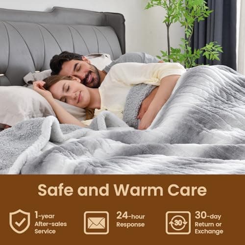 Bearhug Electric Blanket King Size 100" x 90" Dual Controllers Heated Blanket, 10 Heat Settings, 1-12 Hour Auto Shut-Off, Faux Fur & Sherpa Dual-Sided, Machine Washable, Gift-Ready Elegant Packaging 6