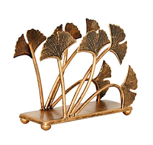 OwlGift Modern Ginkgo Leaves Design Napkin Holder for Tables, Metal Paper Napkin Storage for Kitchen, Stylish Paper Towel Dispenser, Mail Letter Sorter Rack, Document File Organizer – Bronze 9