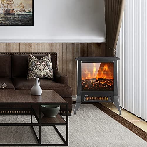 Winado Electric Fireplace, 18” Stove Heater with Realistic Flame, Adjustable Heating Mode, CSA Certified - Overheating Safety Protection for Living Room& Bedroom& Office, 120V 1400W, Black 8
