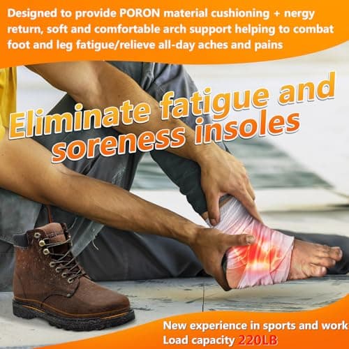 Work Boot Insoles for Standing All Day, High Arch Support Orthotic Shoe Inserts Relief Plantar Fasciitis, Flat Feet, Achilles Tendonitis - Women Men Walk Cloud Step Gel Insoles - L(Men's 9.5-10.5) 2