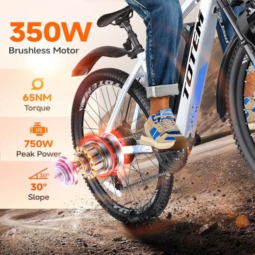 Totem Electric Bike for Adults,26 Electric Mountain Bike,750W Peak Motor 20MPH 40 Miles, Lightweight 46lb Aluminum Frame, Commuting E Bicycle for Men TeensWomen UL 2849 Certified 5