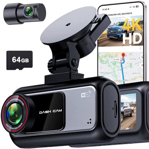 Pemacom Truck Dash Cam Easy-Steup: Dual Camera 4K Front and 2K Rear with Night Vision GPS WiFi Clear Captures Pickup Trucks License Plates - 72H Parking Monitoring for Daily Commute