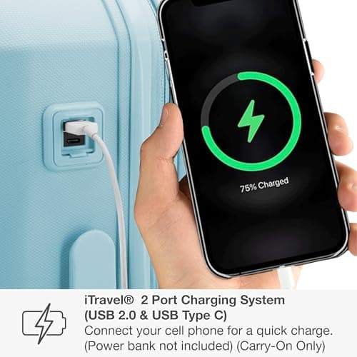 Traveler's Choice Pagosa Hardshell Expandable Luggage with Spinner Wheels, Baby Blue, 22-Inch Carry-on 5