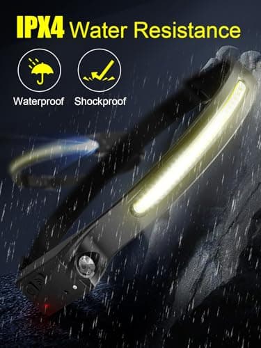 Headlamp Rechargeable, 230° Wide Beam Head Lamps LED Super Bright, Rechargeable Headlamp Flashlight USB C, Motion Sensor Head Lights for Forehead, 5 Modes Hard Hat Headlamp for Adults Running Camping 7