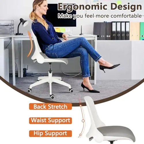 CLATINA Office Foldable Desk Chair with Wheels Adjustable Swivel Rolling Task Chair for Home Offiice Computer 1 Pack 6