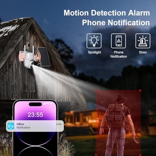 4G LTE Cellular Security Camera No Internet Needed, Solar No wifi Security Camera Outdoor Wireless With SIM Card Jobsite, 2K Color Night Version, 360 Live View, Motion Detection, 2-Way Audio 7