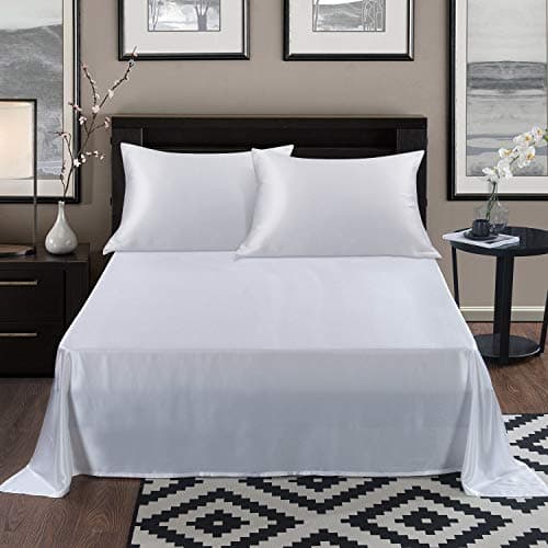 ALASKA BEAR Silk Pillowcase Envelope Closure, 22 Momme 100 Percent Long Overlap Sleeve Mulberry Silk Pillow Case Foldover Design, Machine Washable and NO Zipper, Queen (1, Cool White) 5