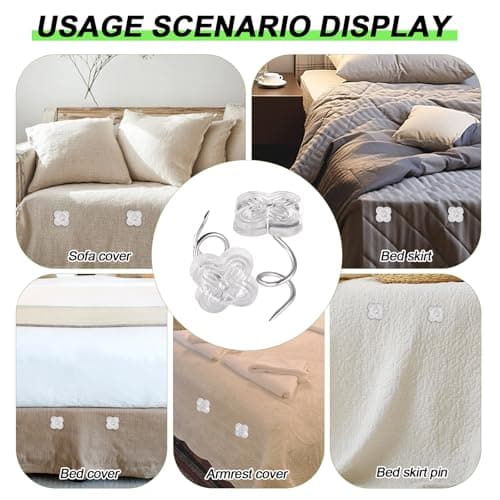 100pcs Bed Skirt Pins, 0.43 Inch Twist Pins with Clear Heads Upholstery Tacks Headliner Pin for Slipcovers and Bedskirts Holders (Four-Leaf Clover) 7